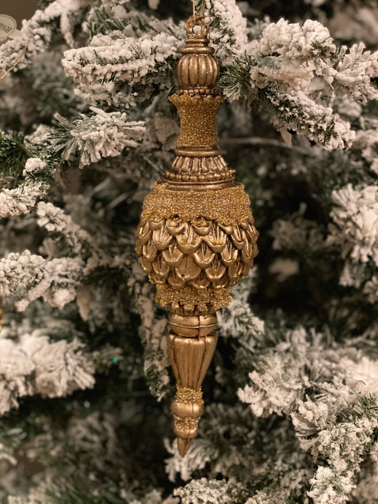 16" Glitter beaded finial ornaments, set of two sold together.