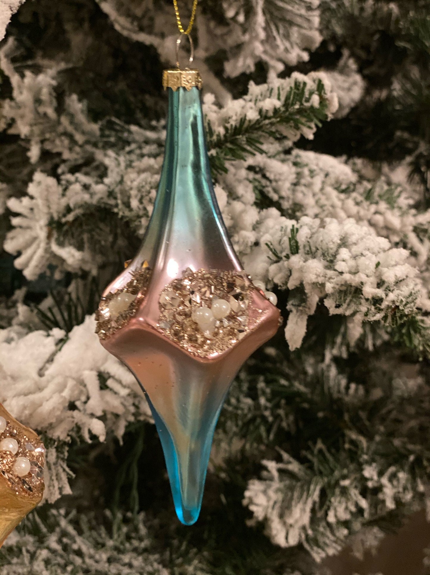 6" Mark Roberts jeweled finial ornament. Assortment of 2. Mark Roberts