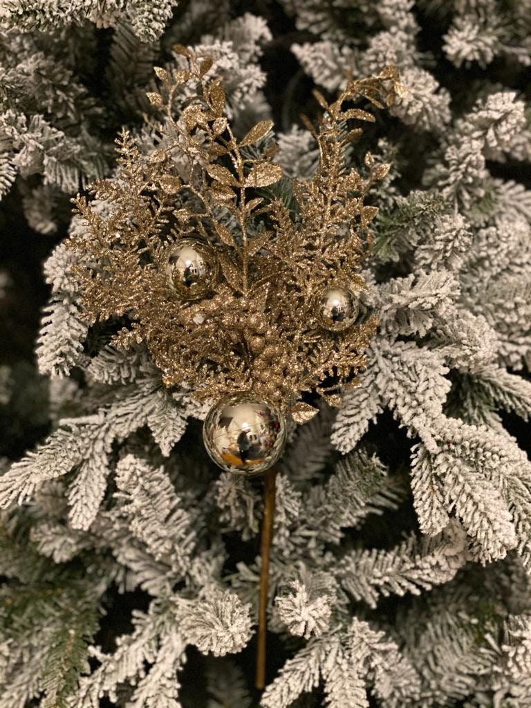 18"glitter smilax/berry/fir vp ball spray champagne