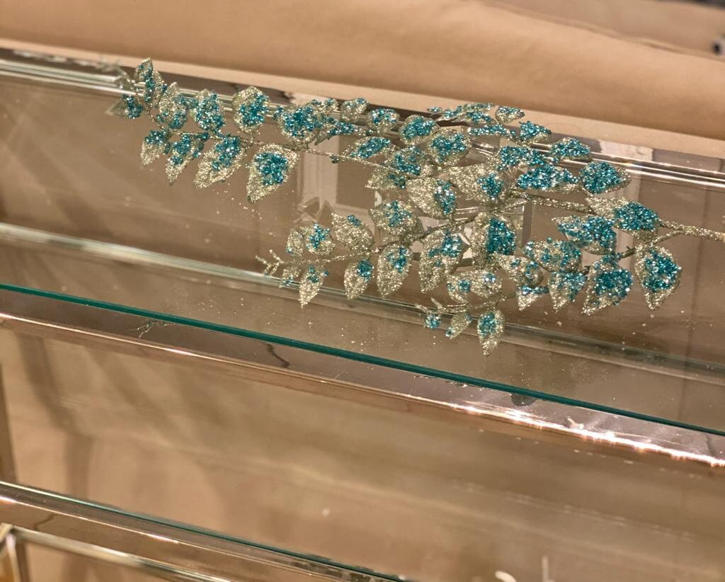 28” glitter/ sequin mermaid/peacock fern spray
