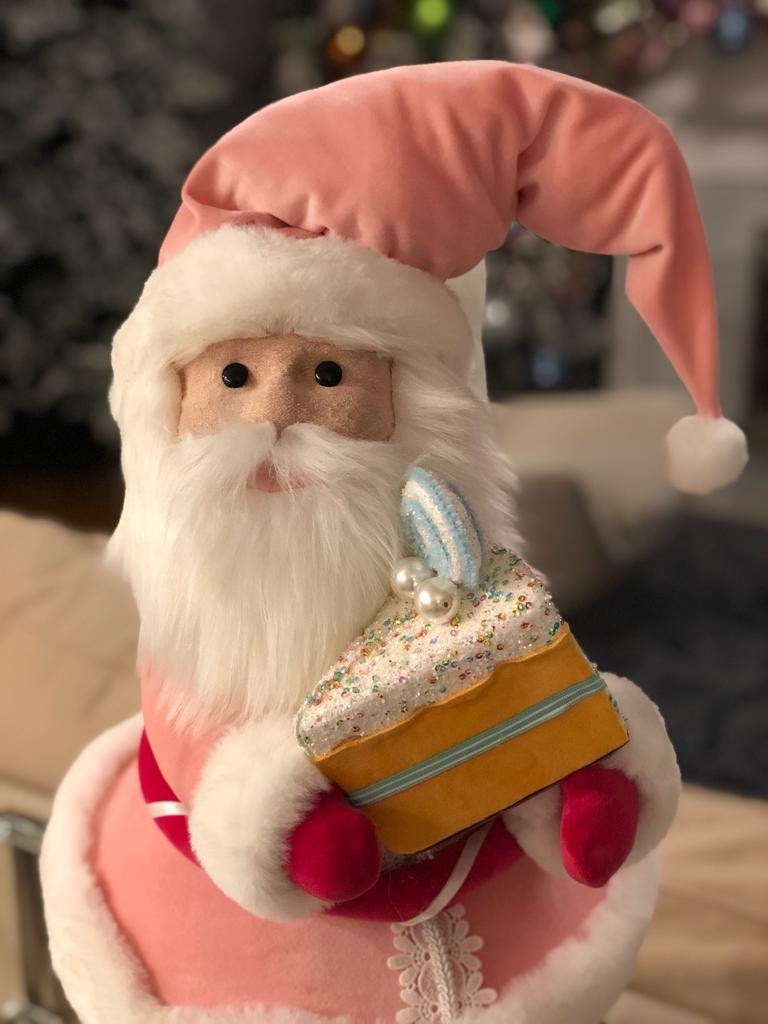 23"pink velvet candy santa