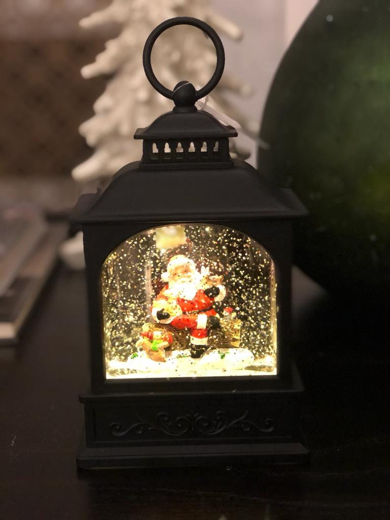 8.5" Santa and friends lighted water lantern*