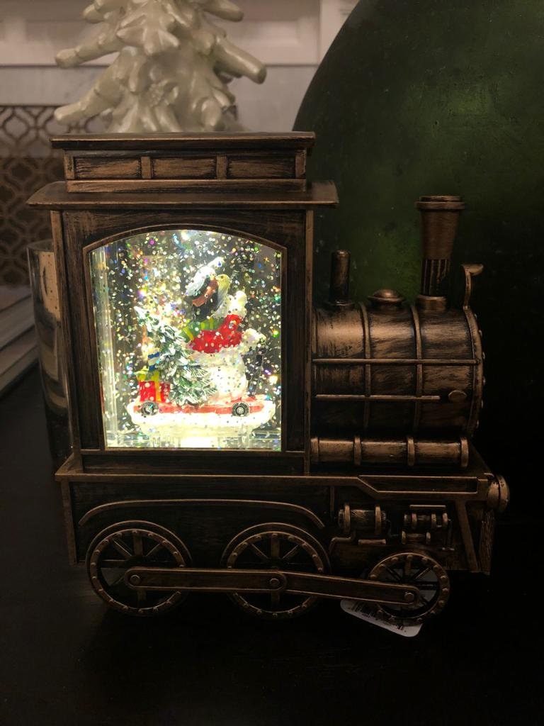 6.75" snowman in musical lighted water train*