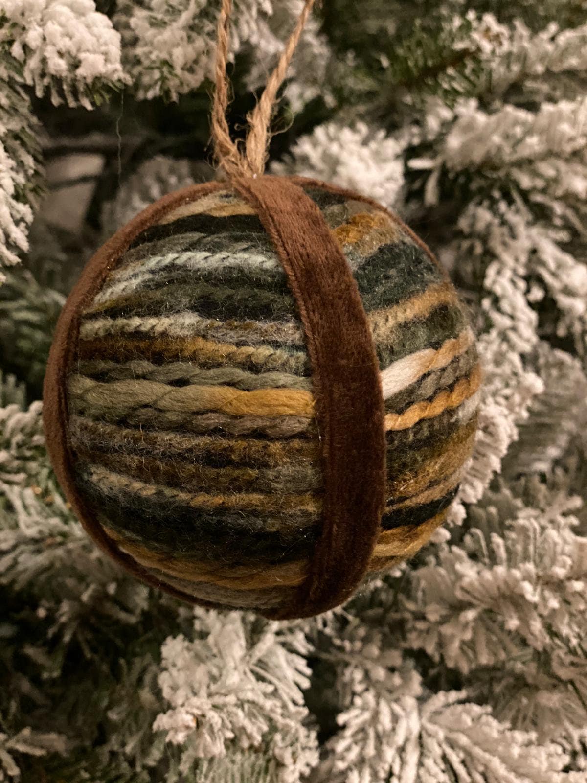 4" wrapped forest trail ball ornament
