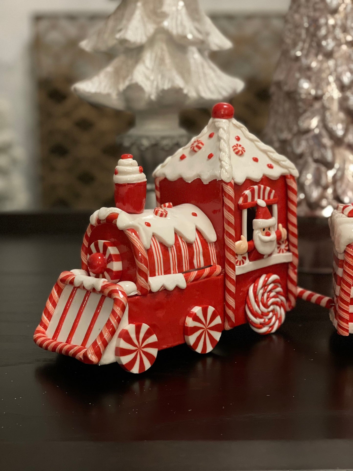 24” Clay candy themed train with Santa. High shine clay dough train.*