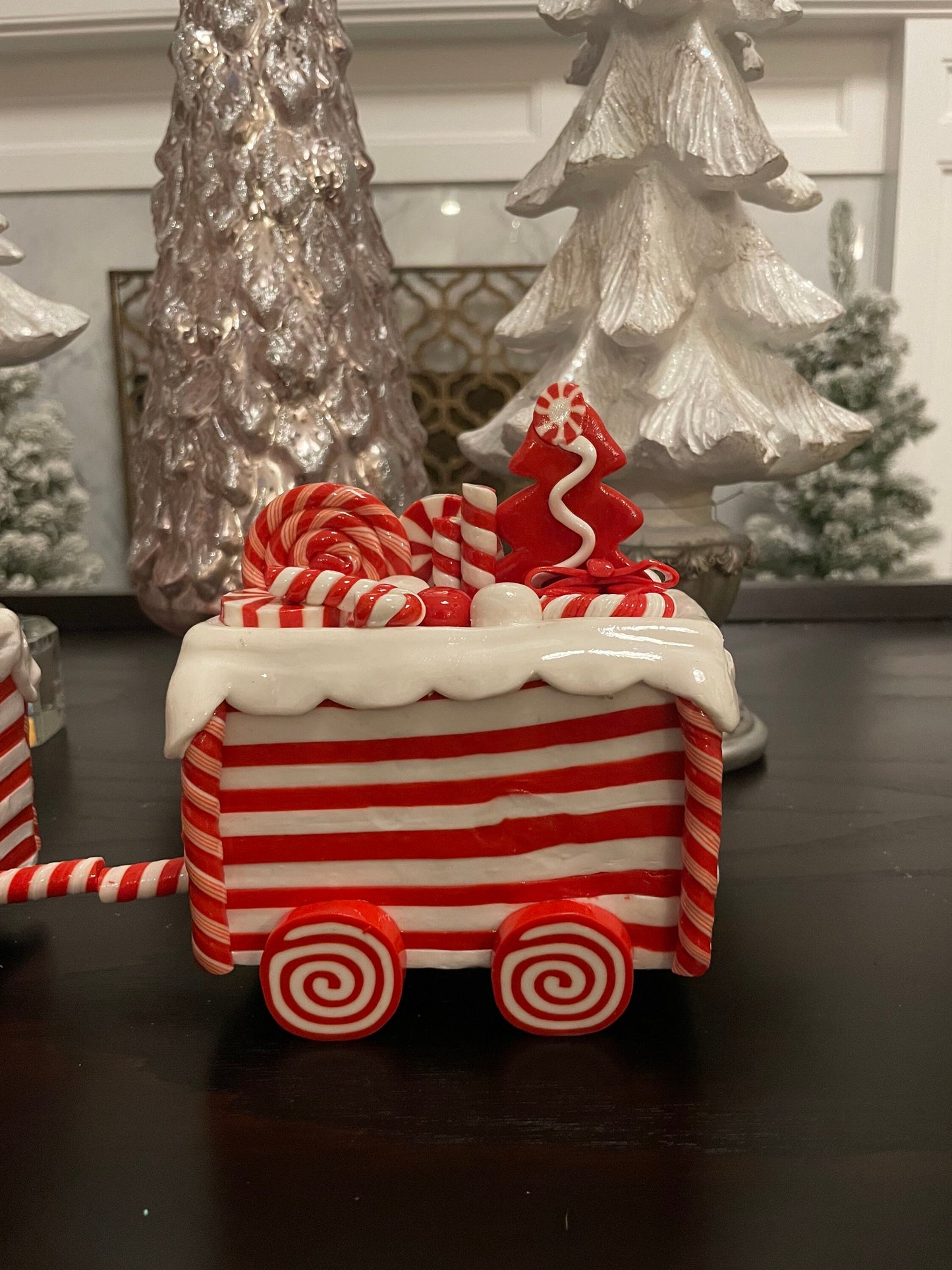 24” Clay candy themed train with Santa. High shine clay dough train.*