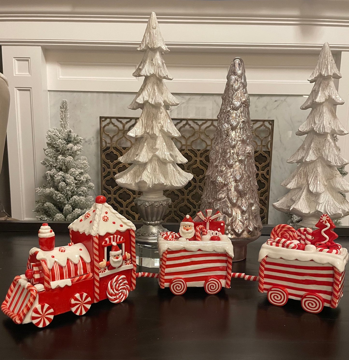24” Clay candy themed train with Santa. High shine clay dough train.*