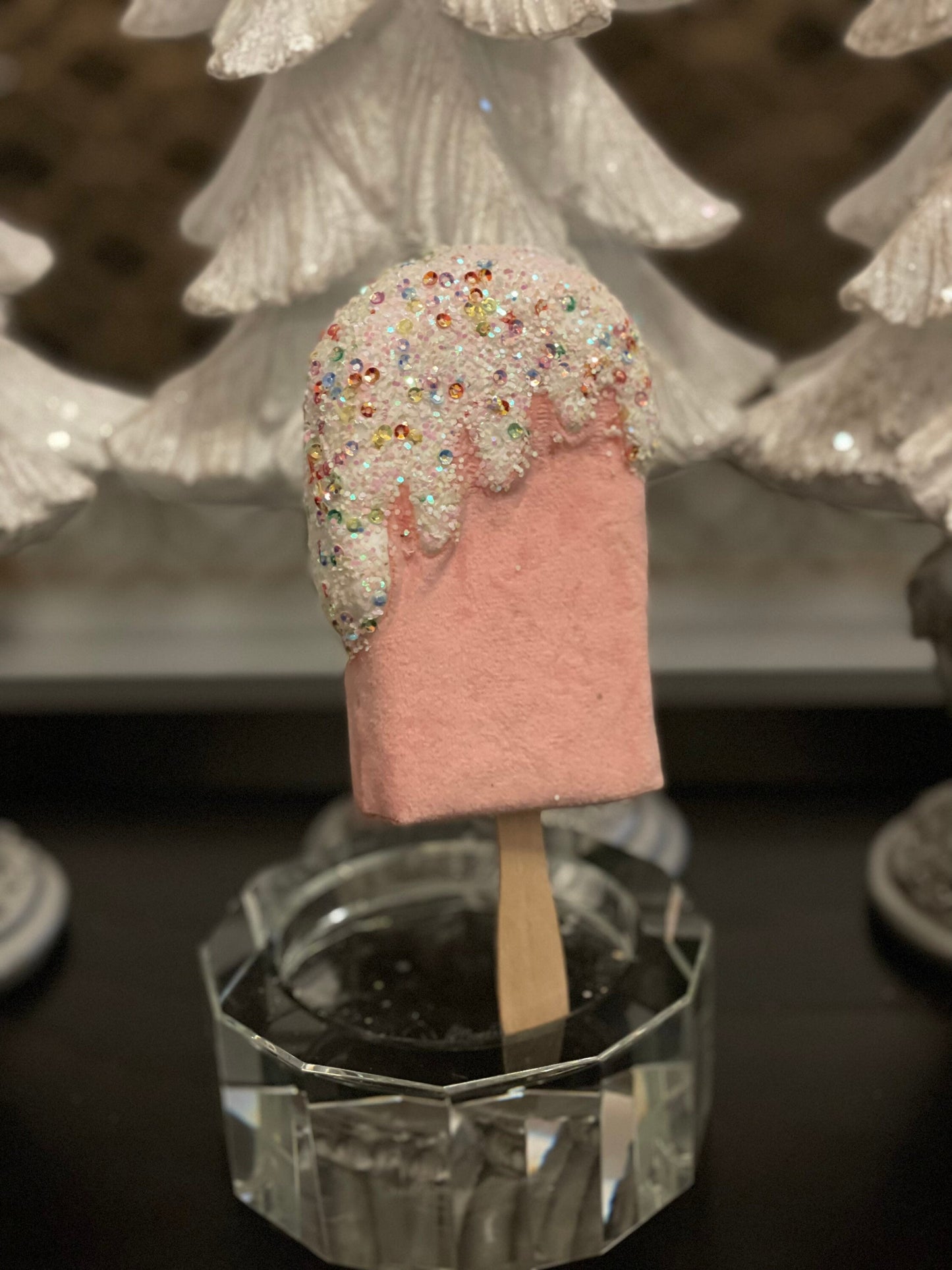 7” Velvet sprinkles dream sickle ornament. Set of 3.