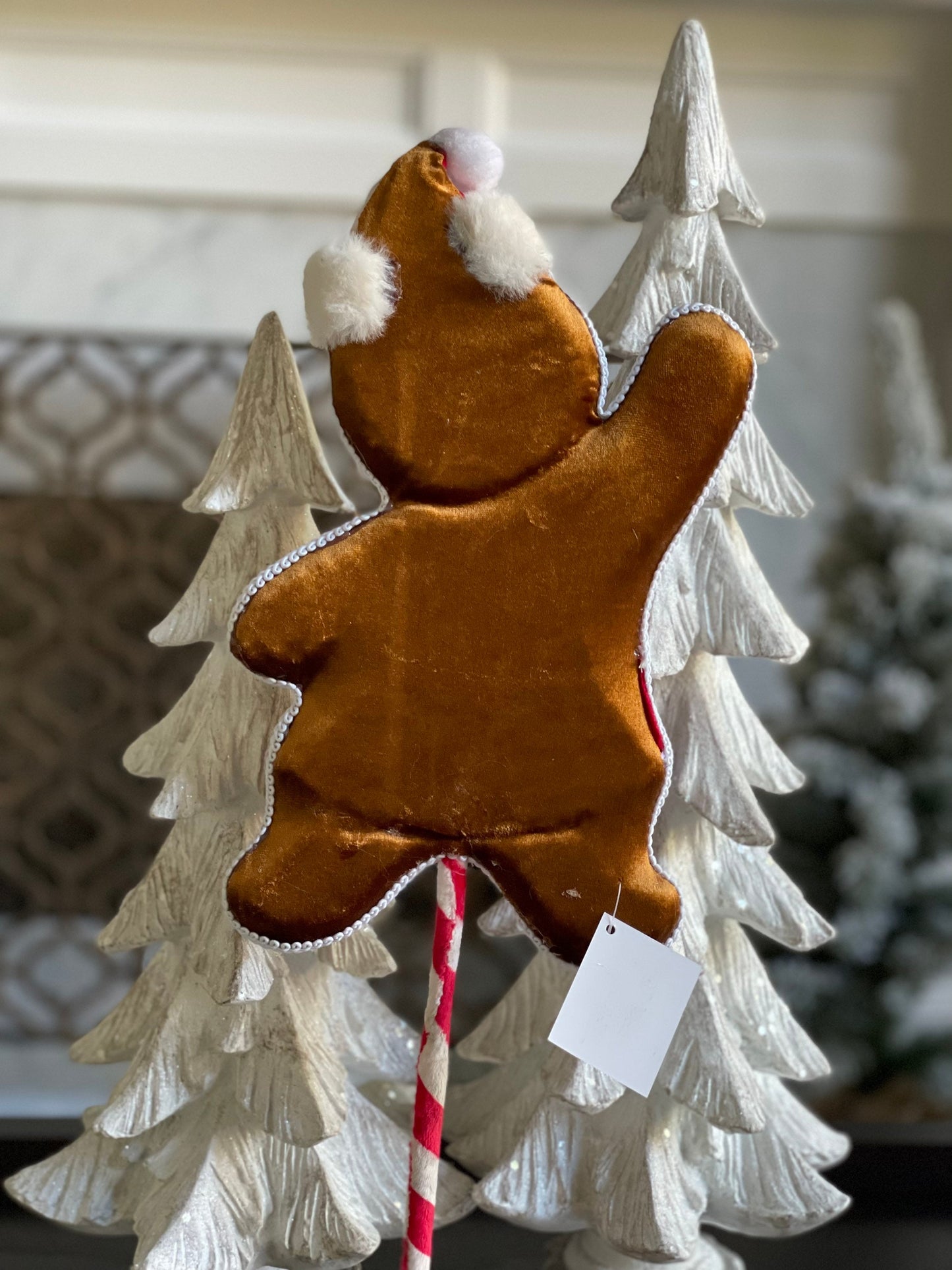 22” gingerbread girl stake candy Christmas red, white green.*