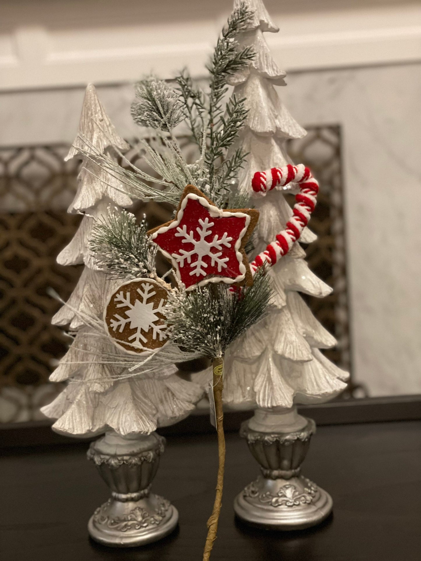 SET OF 2. 23" flocked gingerbread pick. Set of 2. Christmas. Candy.