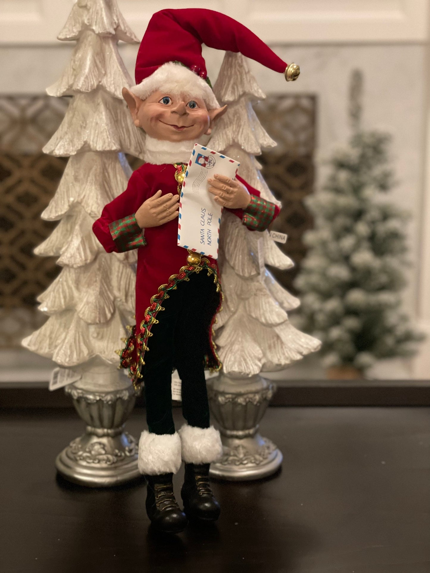 18” Elf with letter velvet. Posable.*