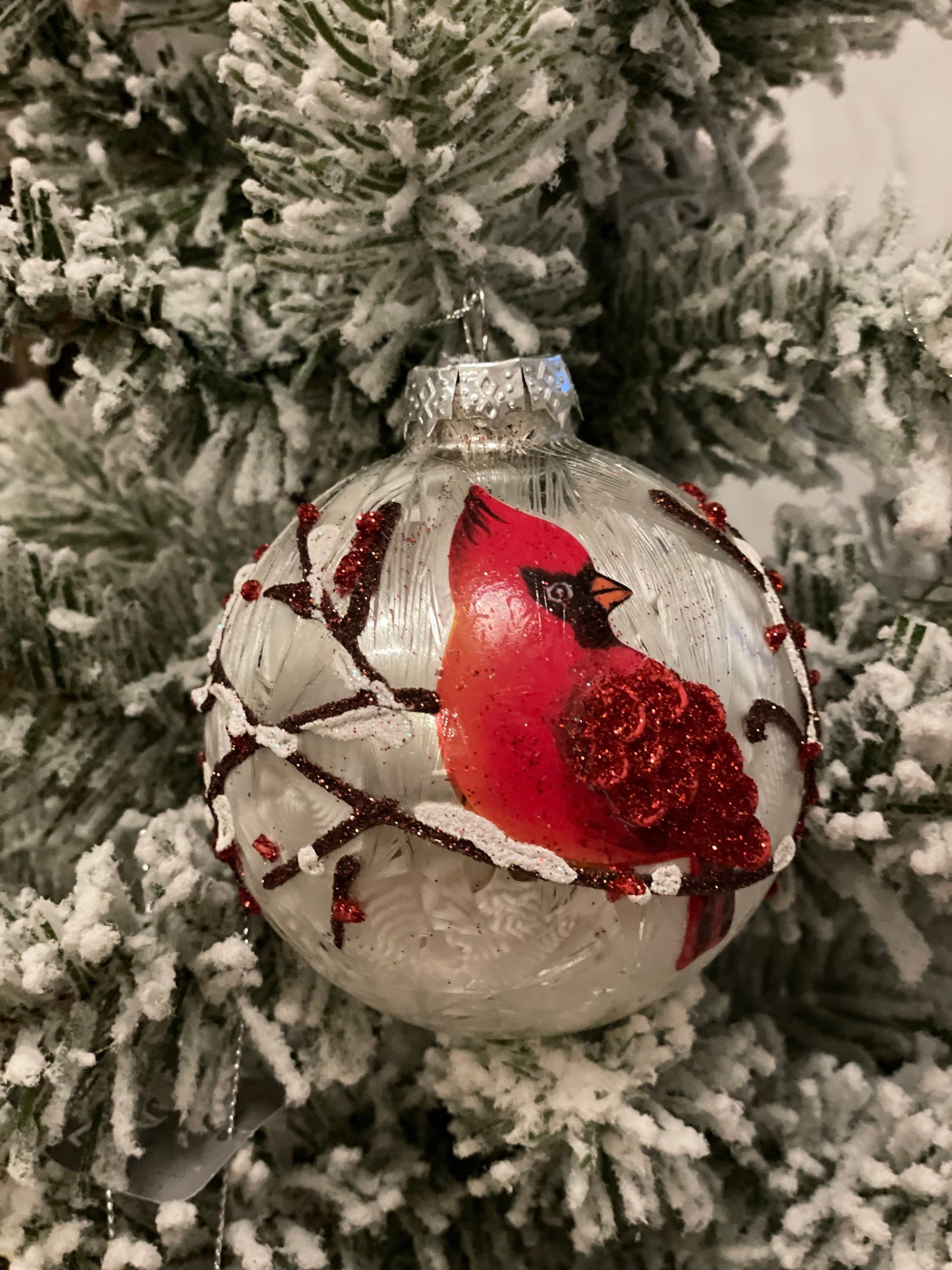 3” Cardinal glass ornaments set of 3. Ball, onion and finial.*
