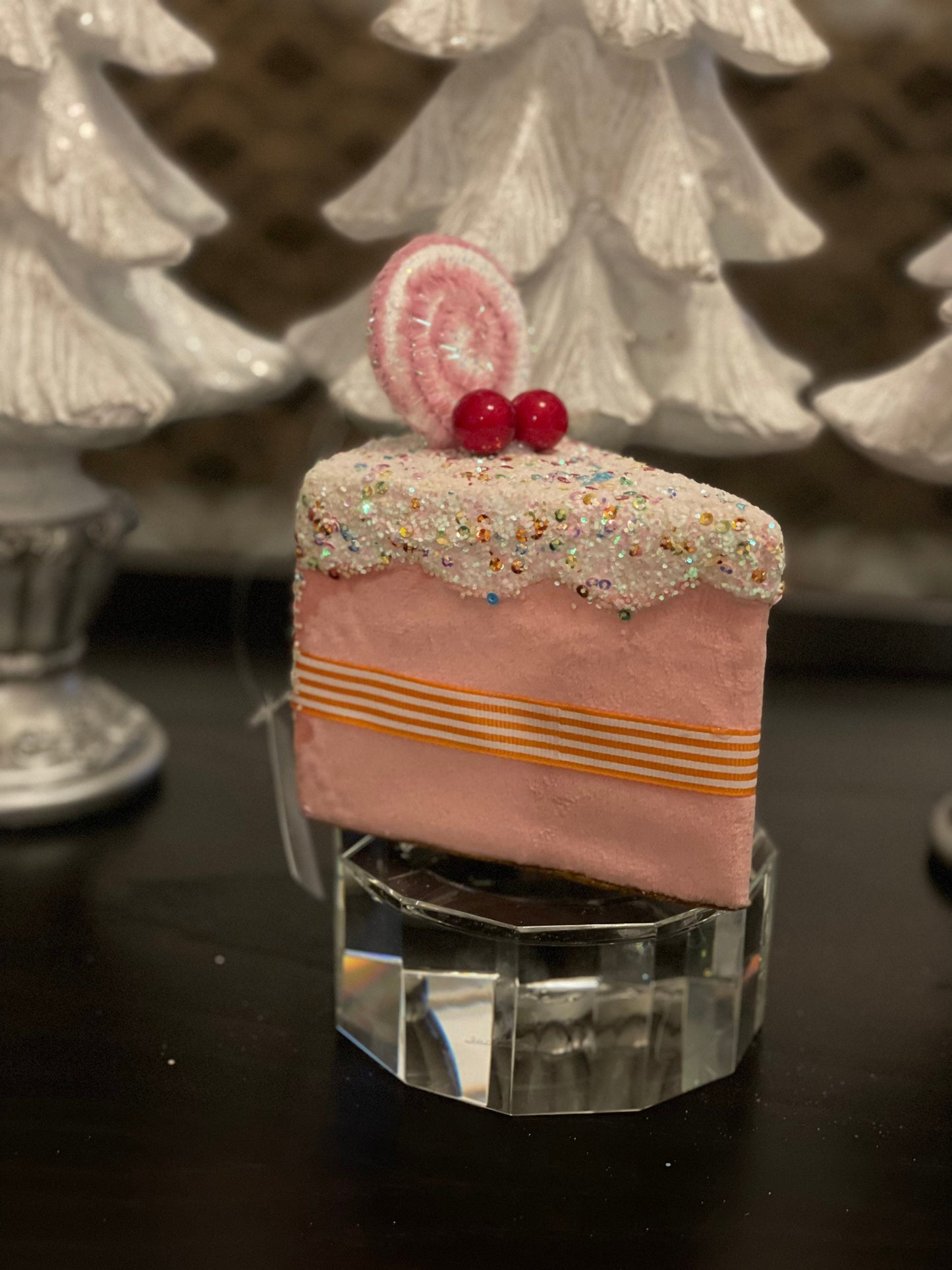 6" Candy cake slice soft pink
