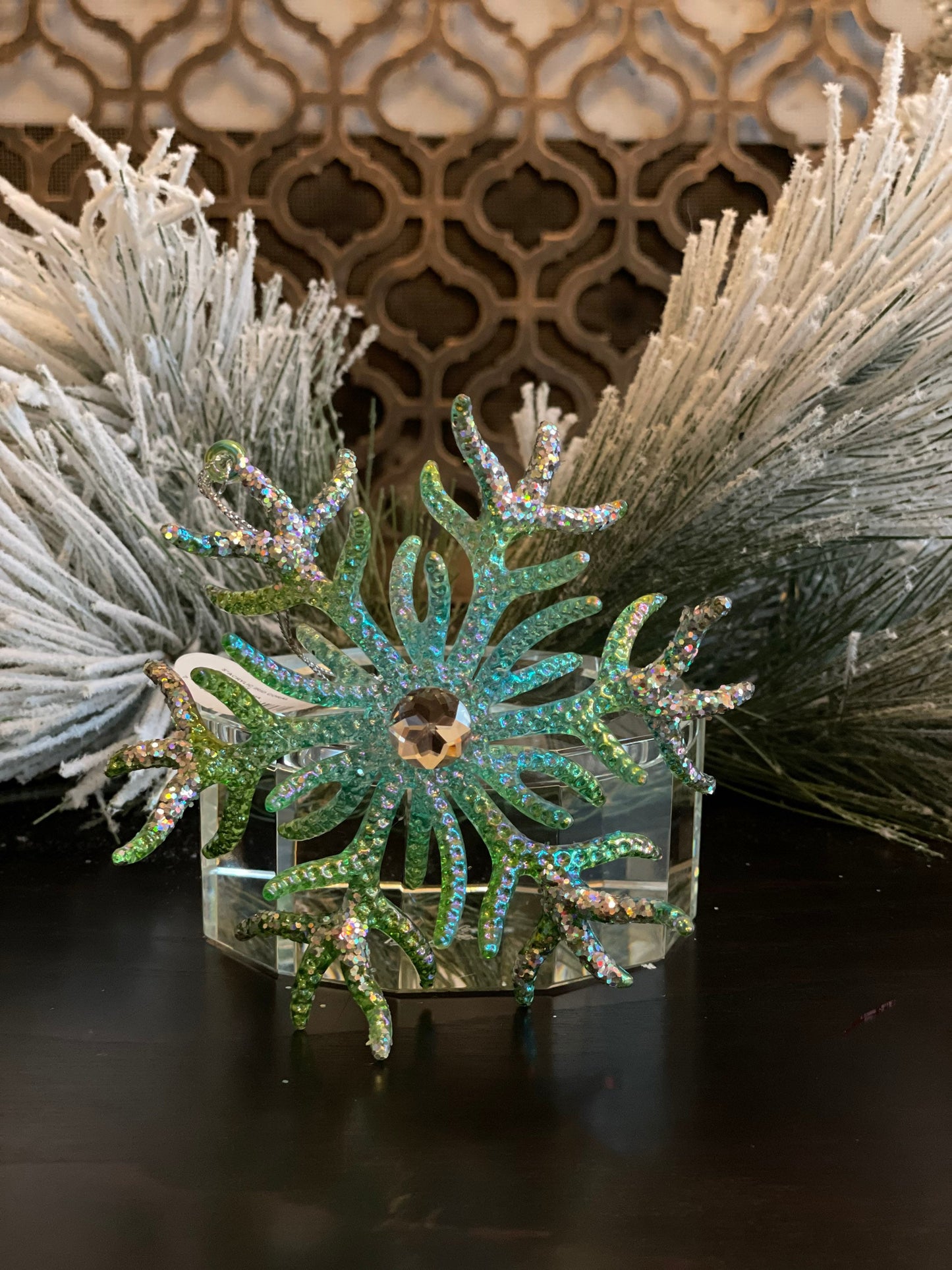 5"acrylic iridescent coral ornament. SET of 3.