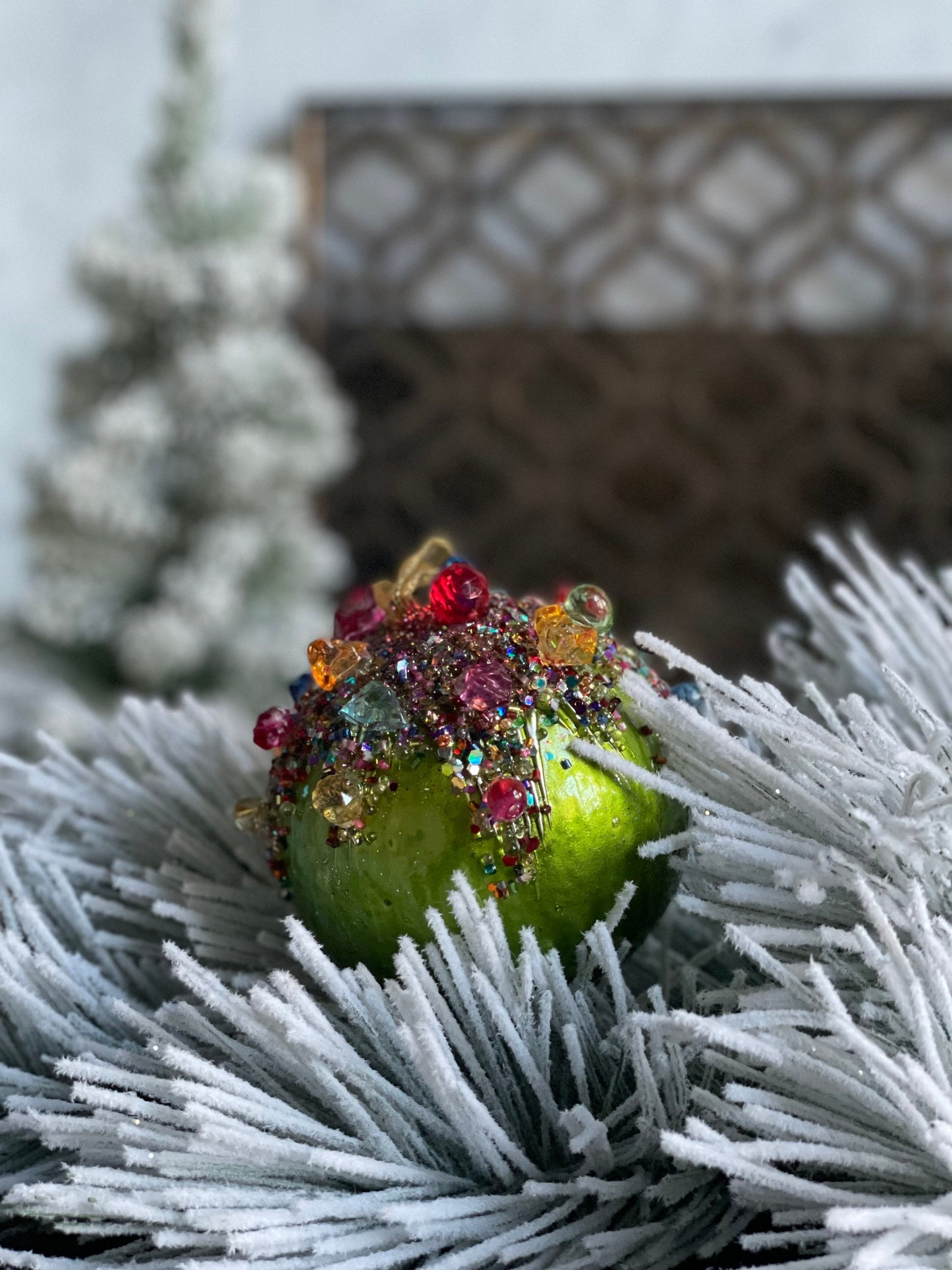 5” Kaleidoscope jeweled ball lime