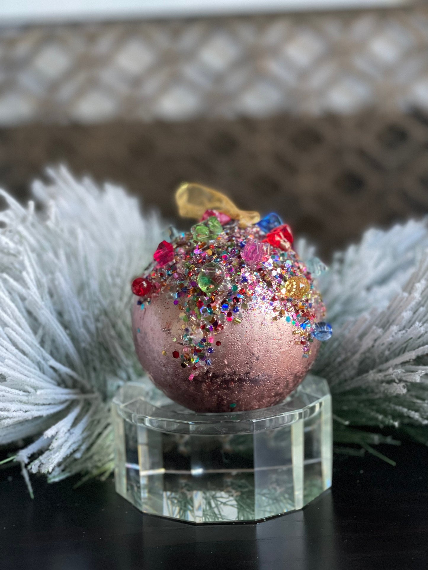 5” Kaleidoscope jeweled ball pink