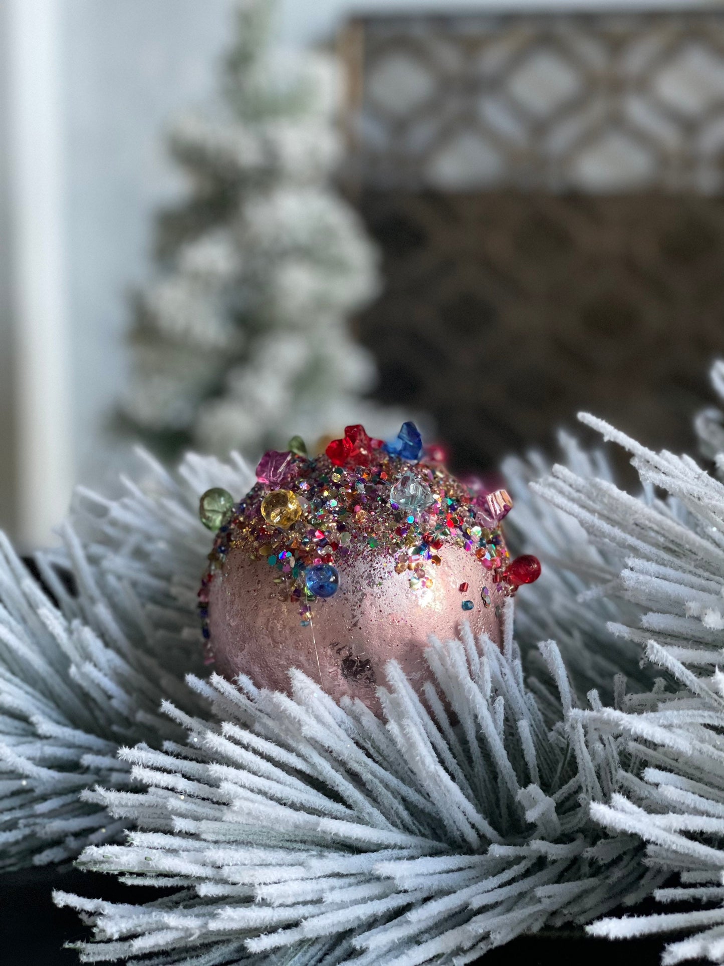 5” Kaleidoscope jeweled ball pink