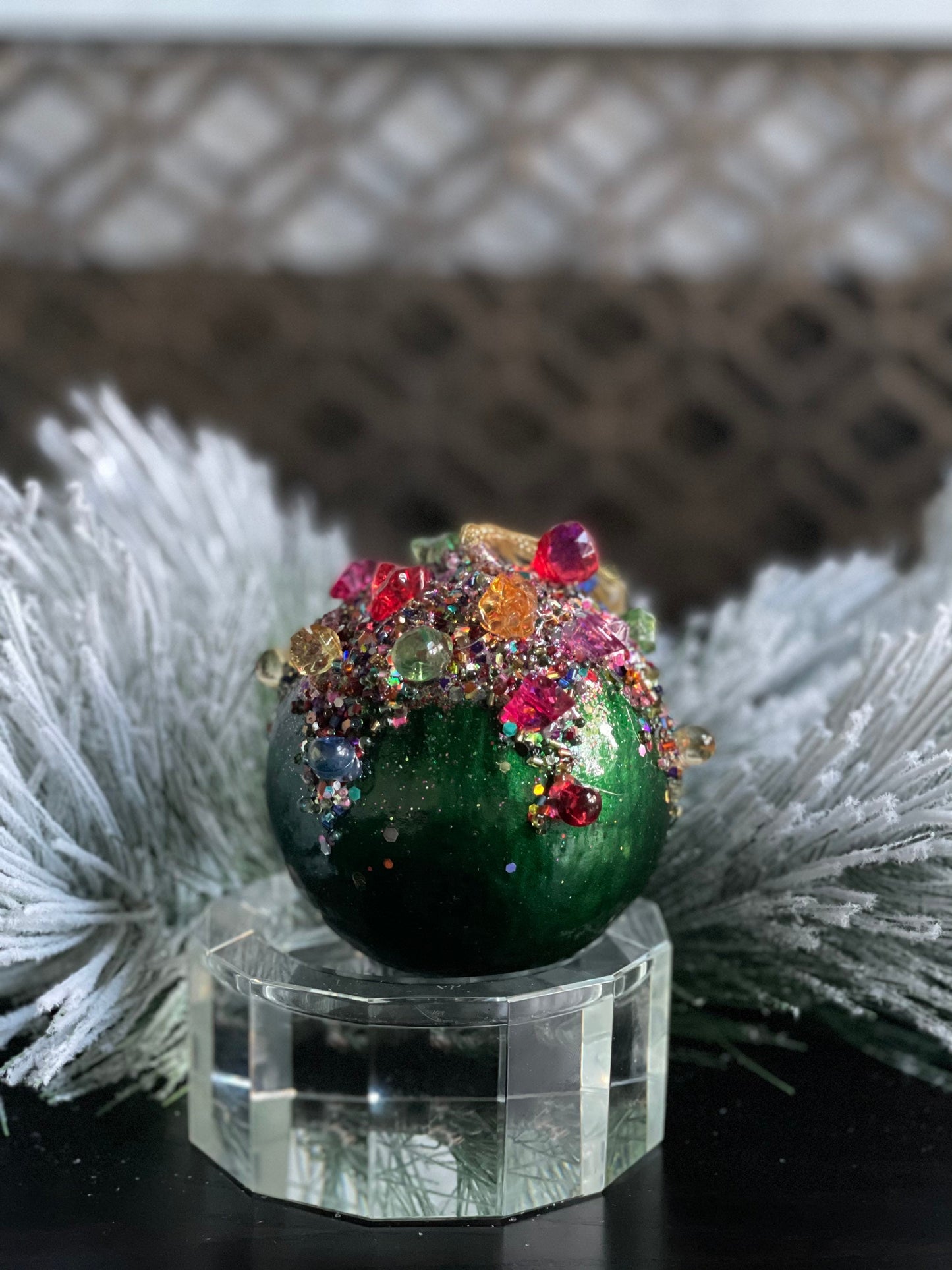 4” Kaleidoscope jeweled ball emerald