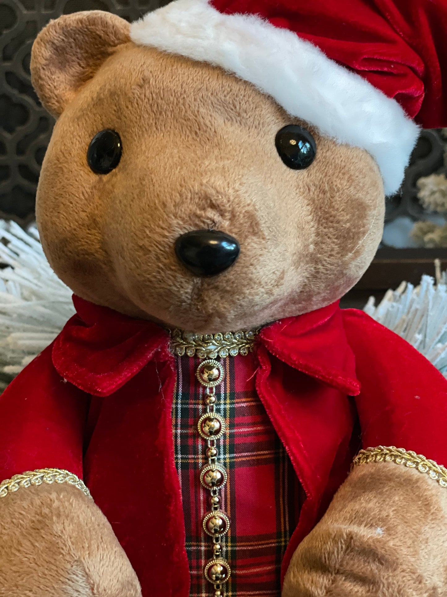 14" fabric stuffed christmas teddy bear