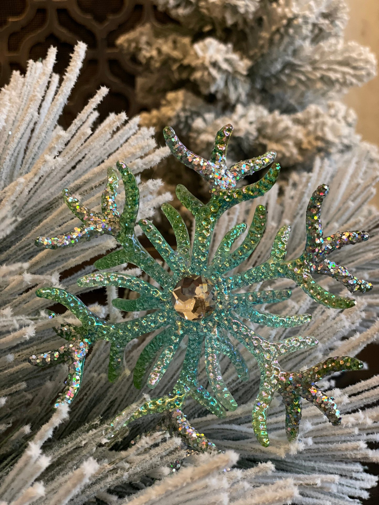 5"acrylic iridescent coral ornament. SET of 3.