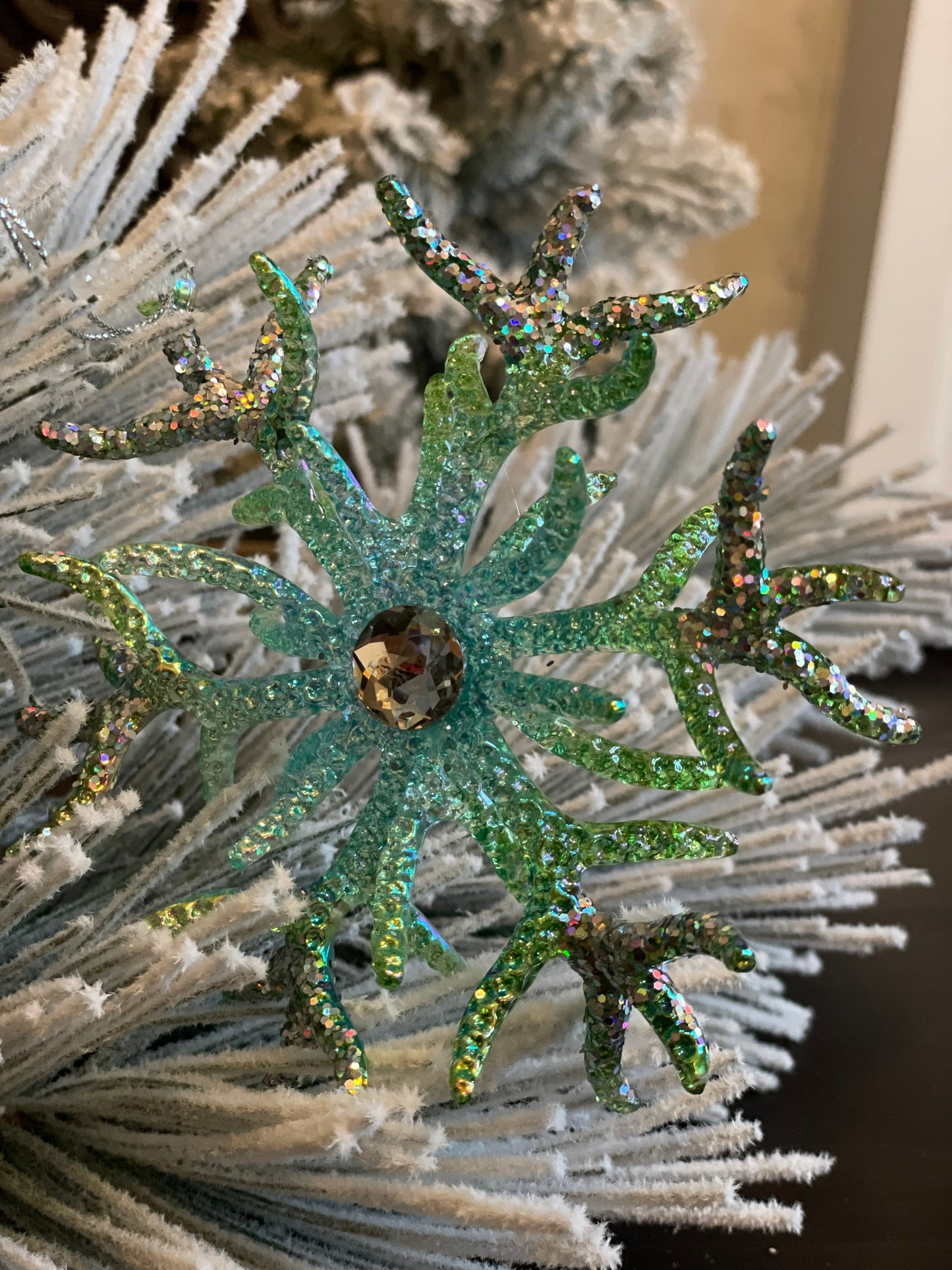 5"acrylic iridescent coral ornament. SET of 3.