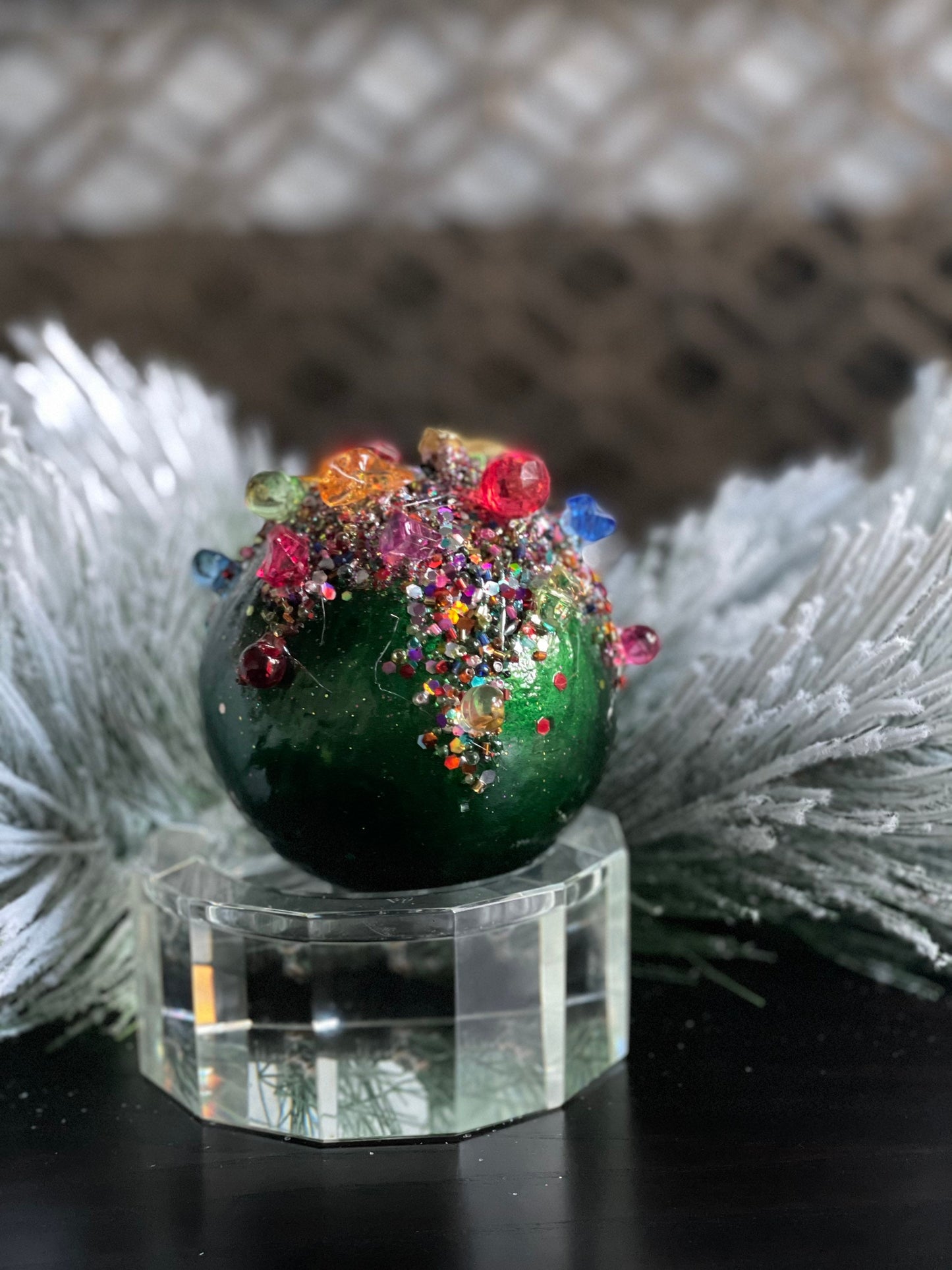 4” Kaleidoscope jeweled ball emerald