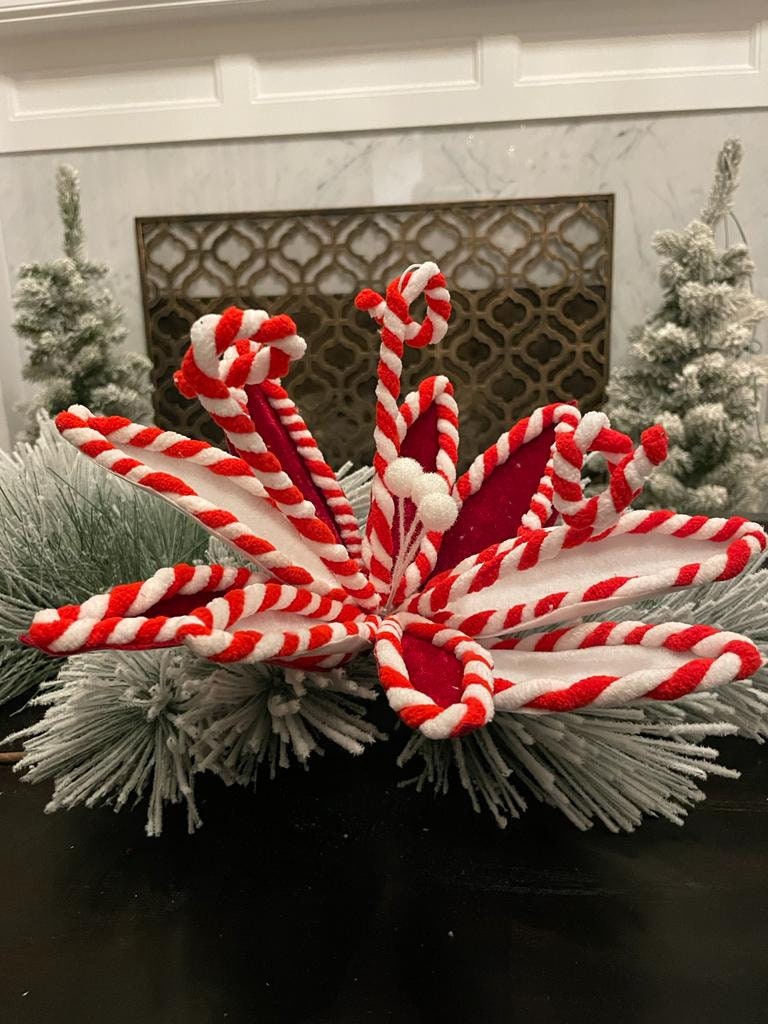 13"peppermint poinsettia stem