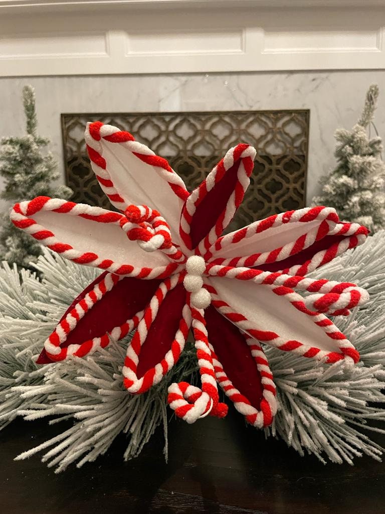 13"peppermint poinsettia stem