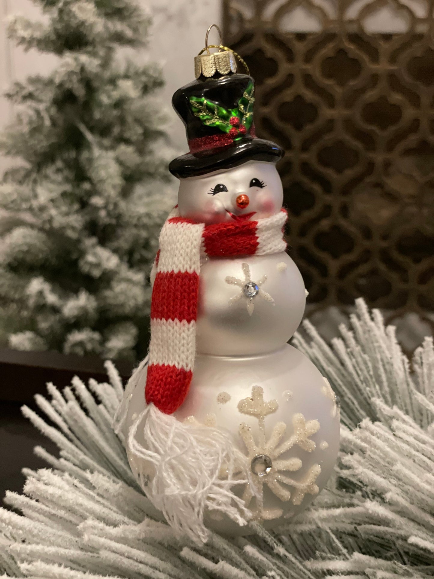 6.25"Snowman Glass Ornament