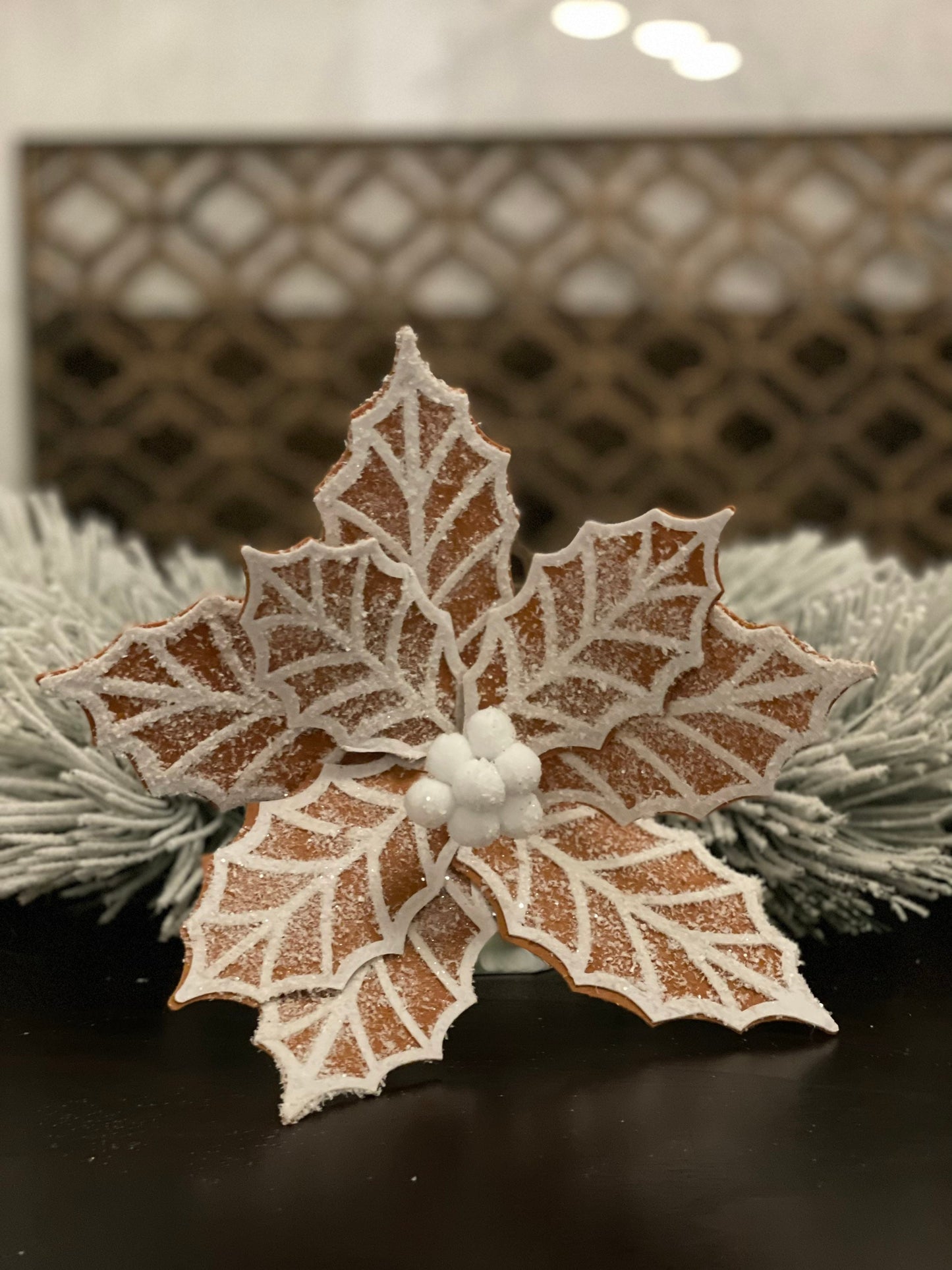 Set of 2. 24" Gingerbread poinsettia stem. Felt.