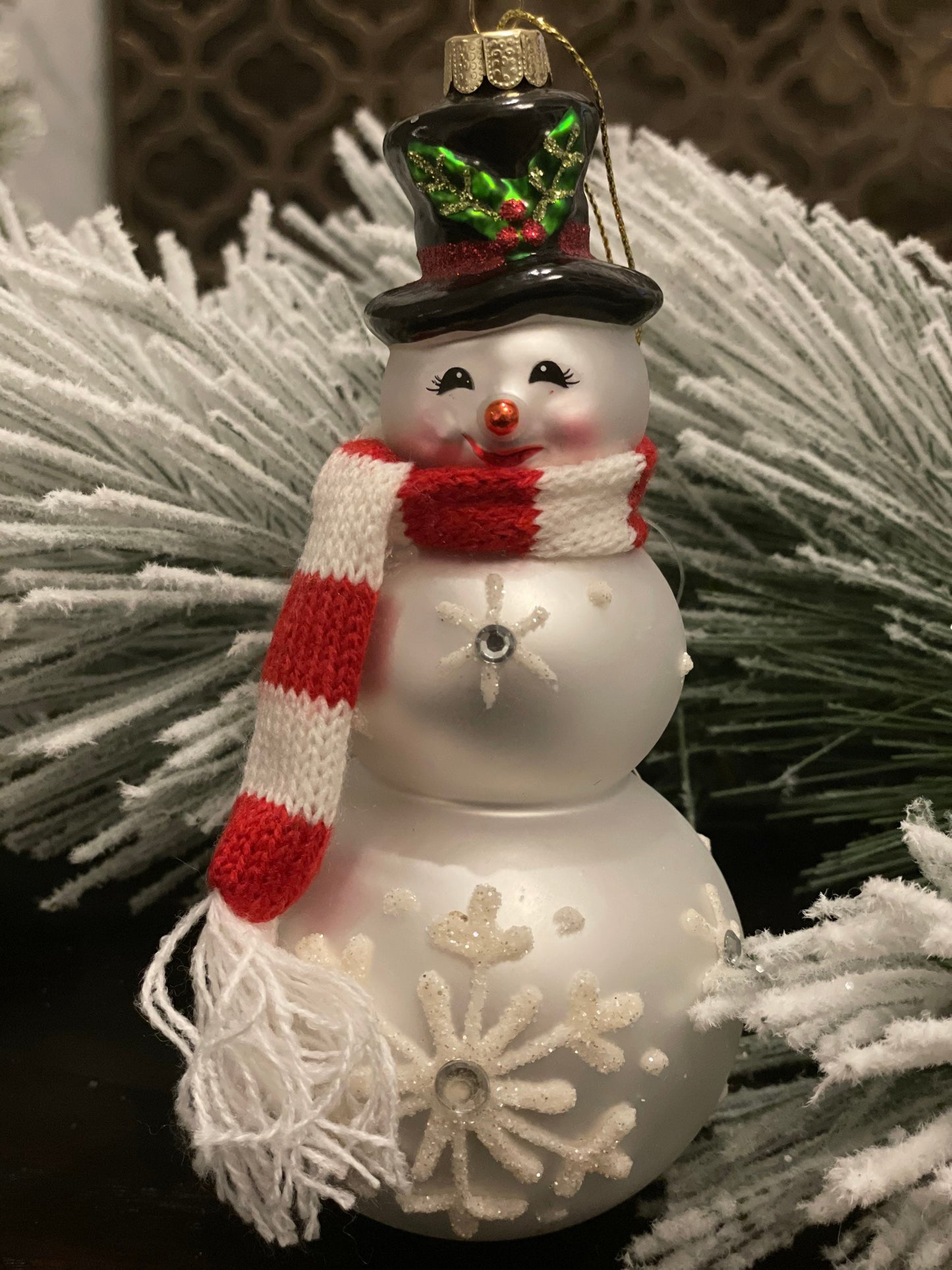 6.25"Snowman Glass Ornament