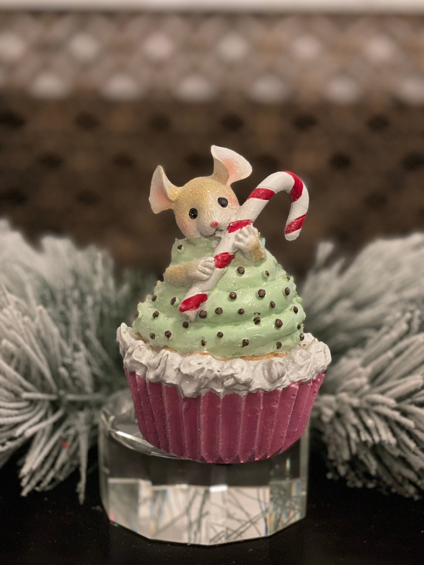 6" cupcake with mouse resin. SET OF 3.