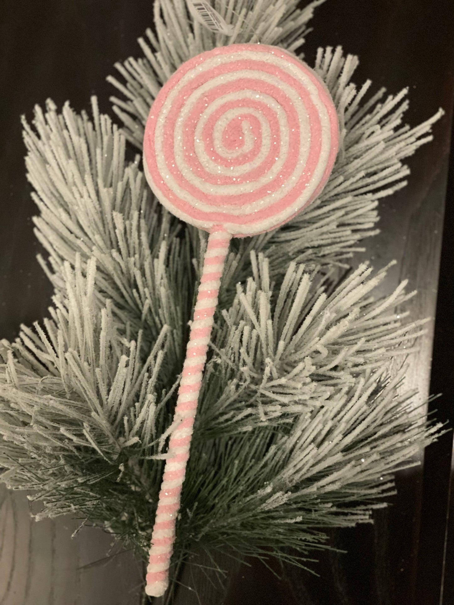 14"Frosted pastel lollipop ornament. Set of 3. Pink, green and blue.