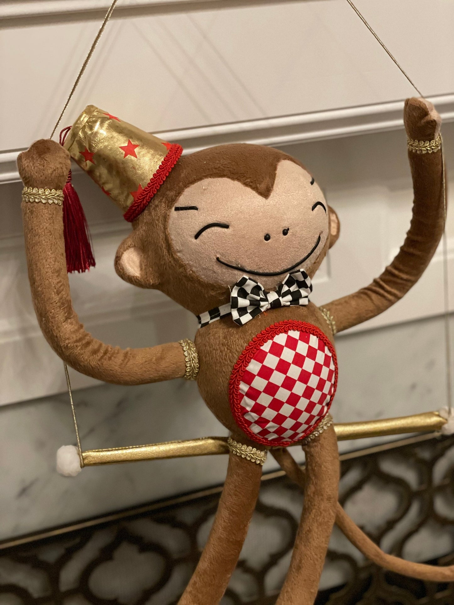 22"x19" Monkey ornament. Circus. Christmas. Party animal.