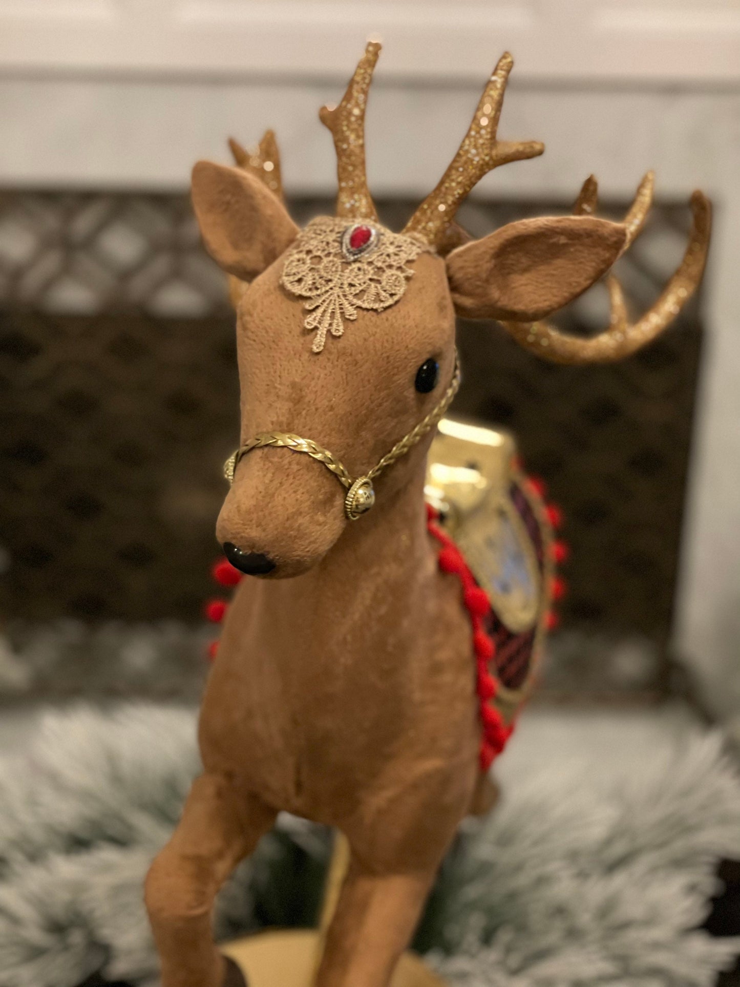 28"x16" Reindeer decorated tabletop. Circus. Christmas. Party animal.