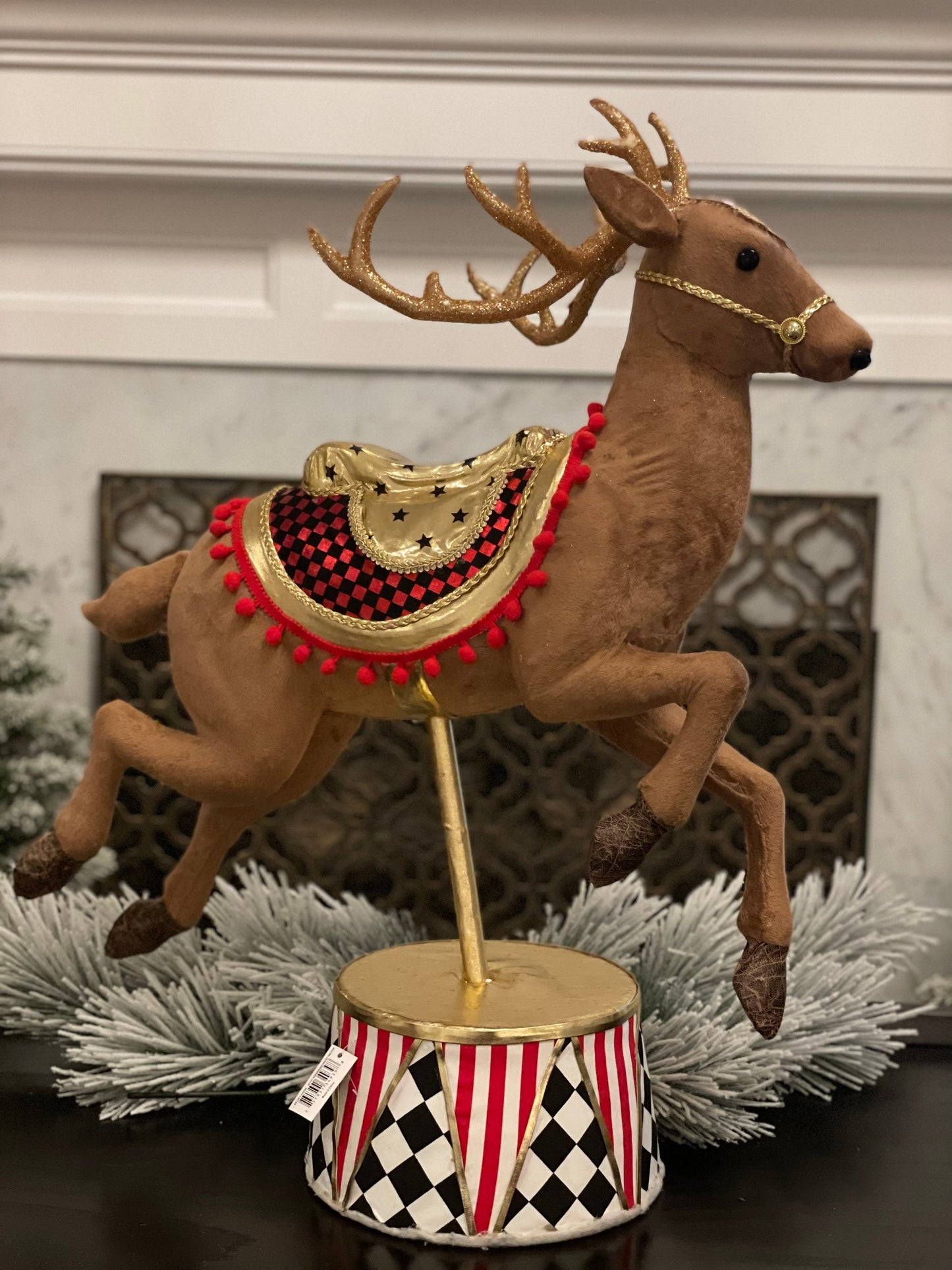 28"x16" Reindeer decorated tabletop. Circus. Christmas. Party animal.
