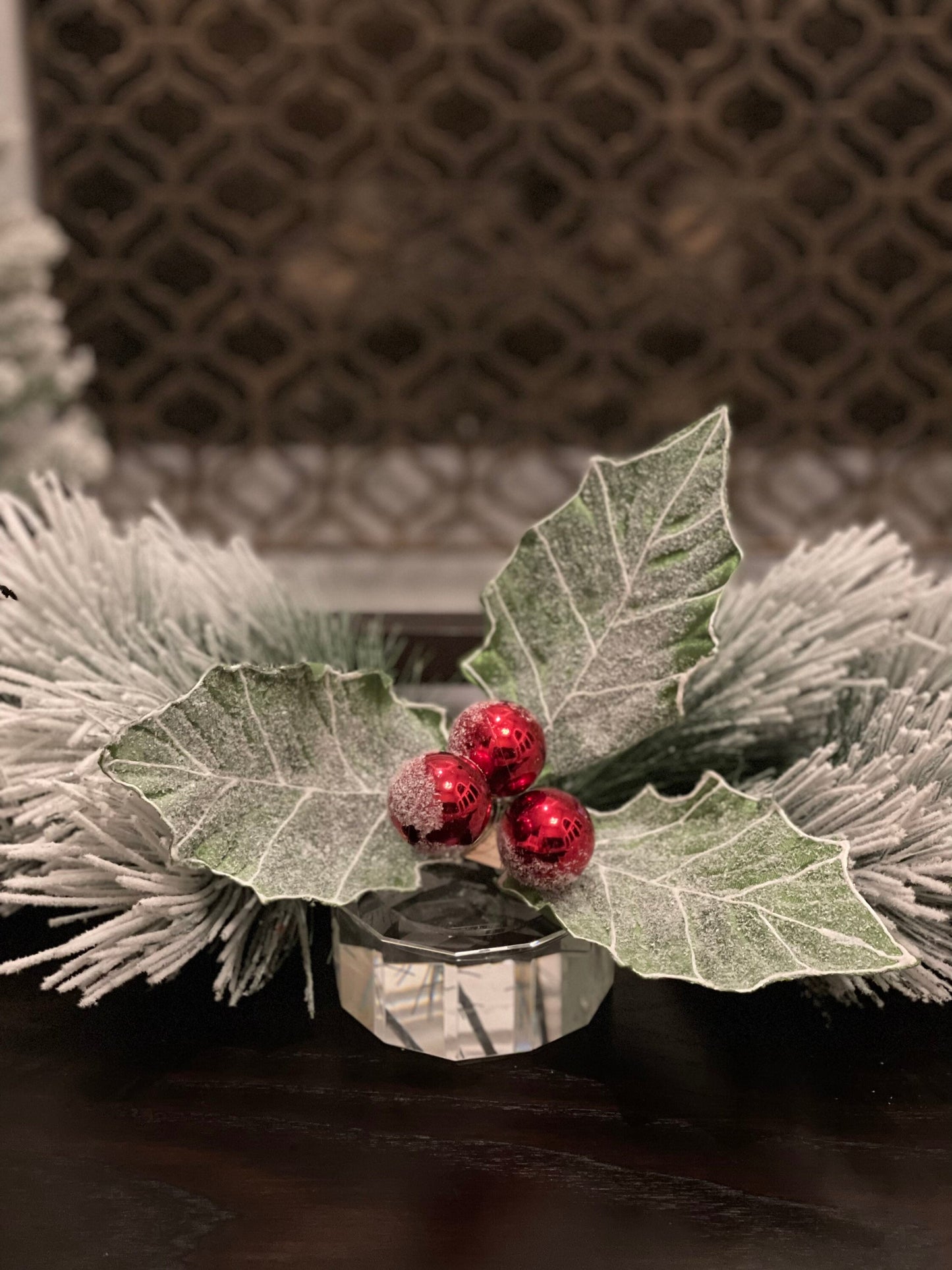 Set of 3. 13" Frost holly berry pick.