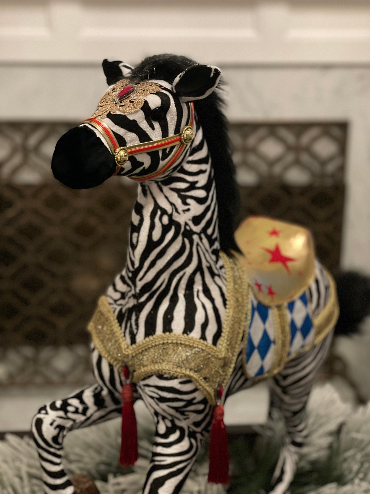 26"x22" zebra tabletop. Circus theme. Party. Christmas.