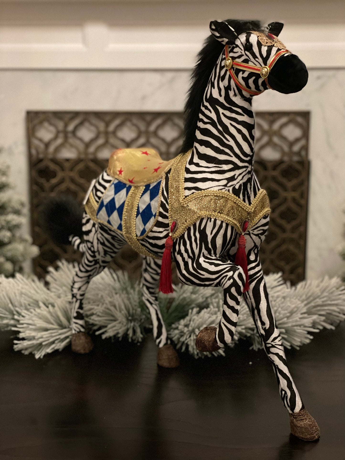 26"x22" zebra tabletop. Circus theme. Party. Christmas.