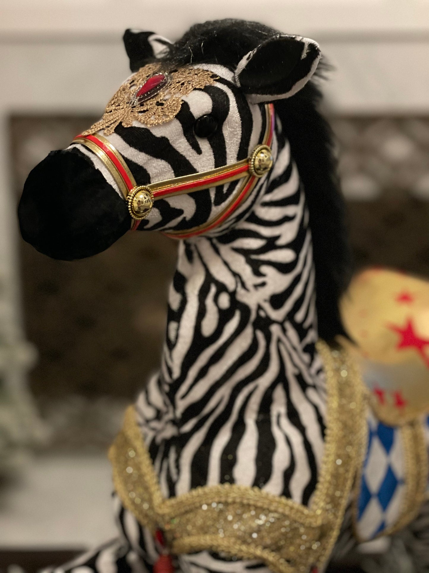 26"x22" zebra tabletop. Circus theme. Party. Christmas.