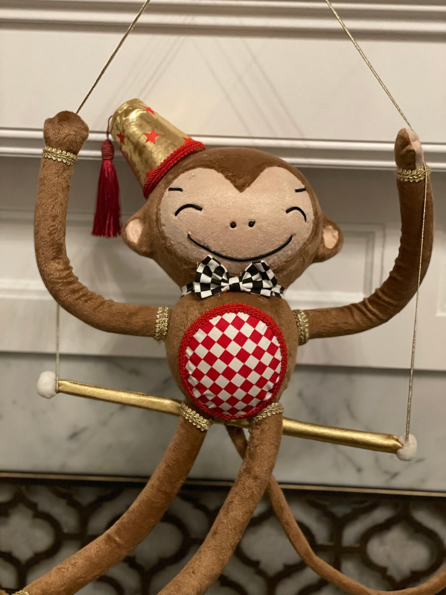 22"x19" Monkey ornament. Circus. Christmas. Party animal.