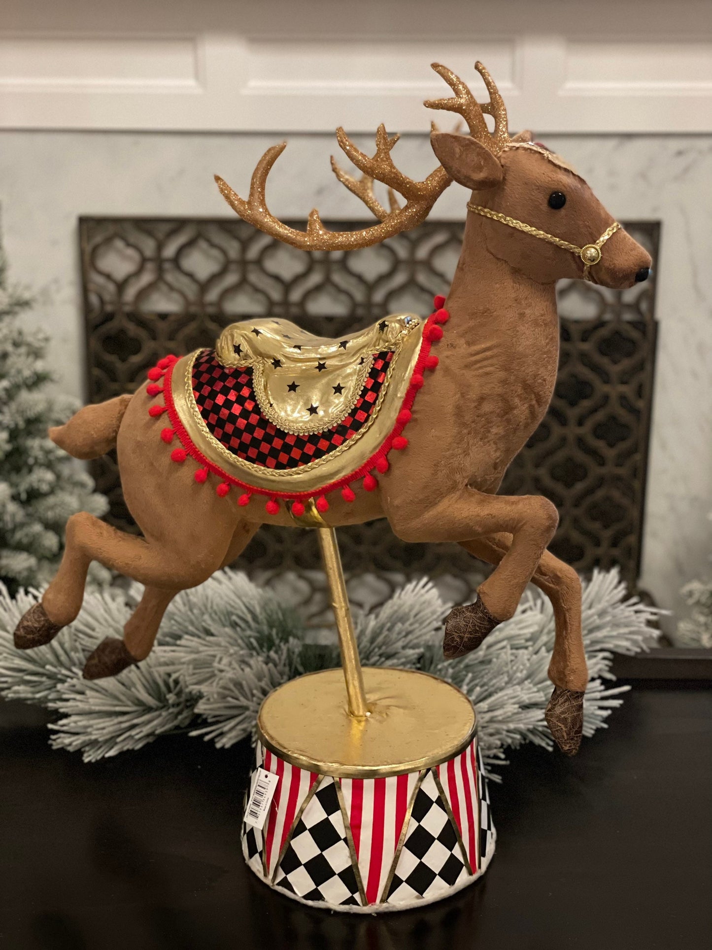28"x16" Reindeer decorated tabletop. Circus. Christmas. Party animal.