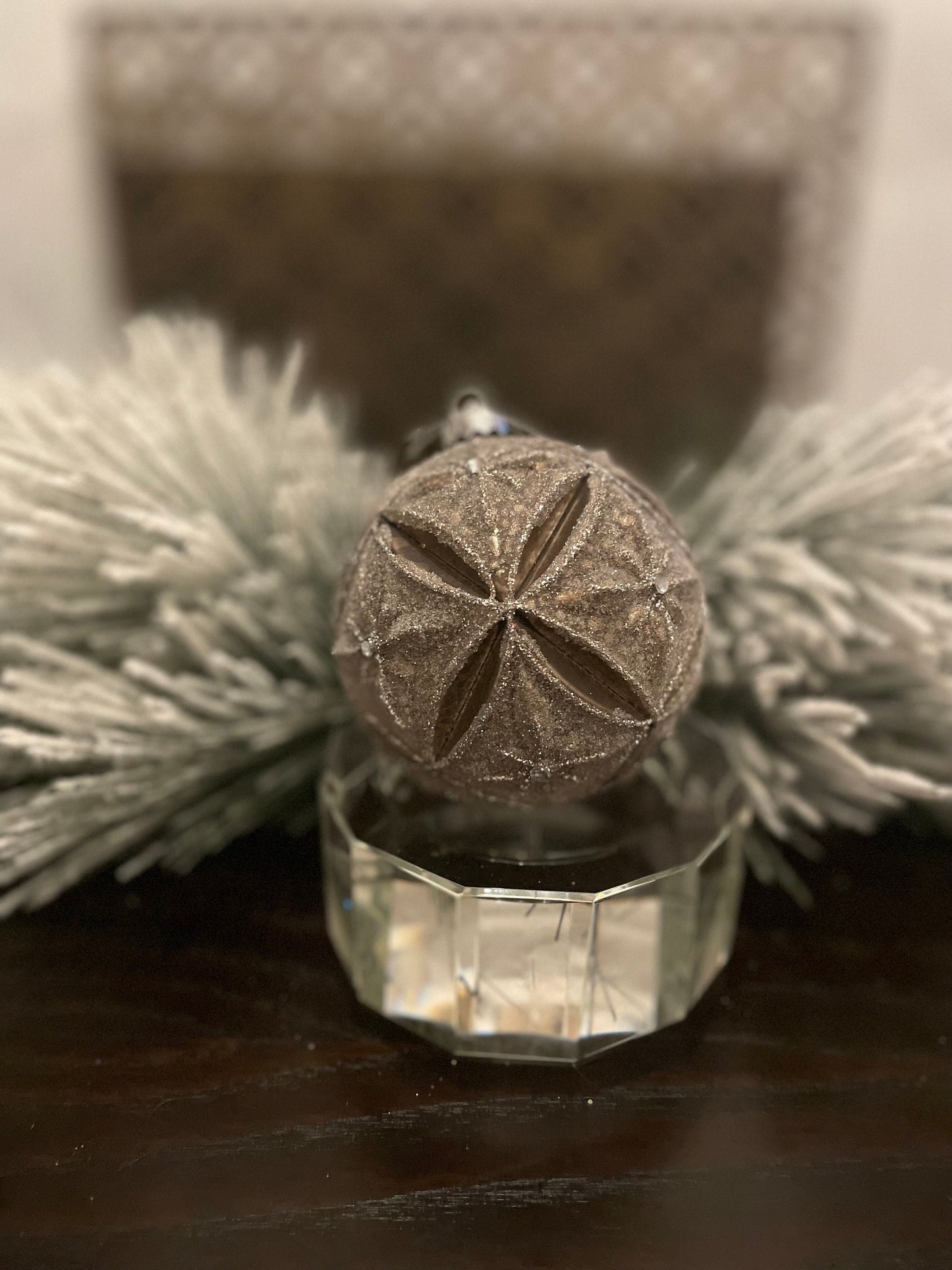 Set of 2. 4" Glass mercury jewel petal ball.