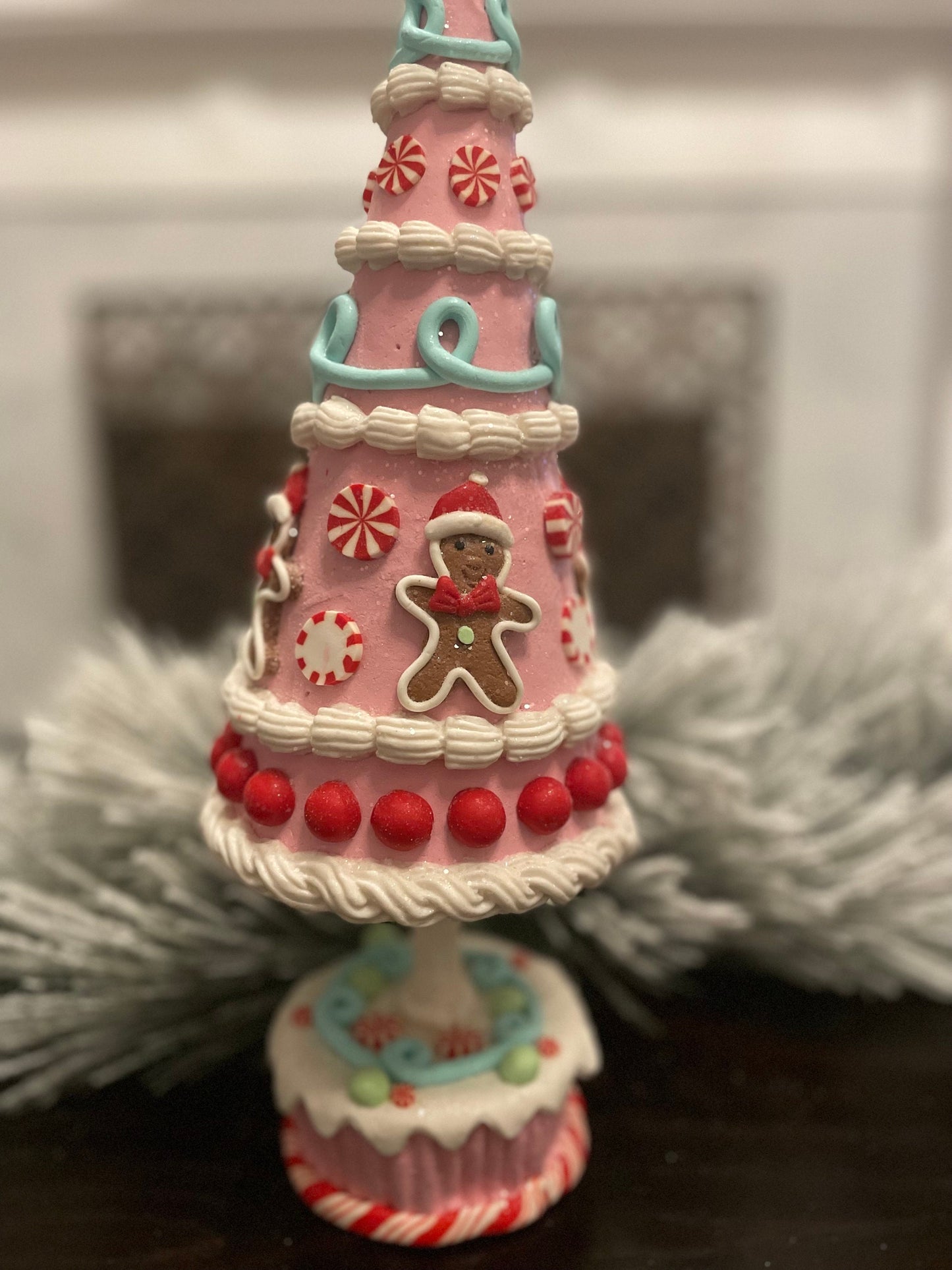 15.5” Claydough gingerbread candy tree. Christmas.