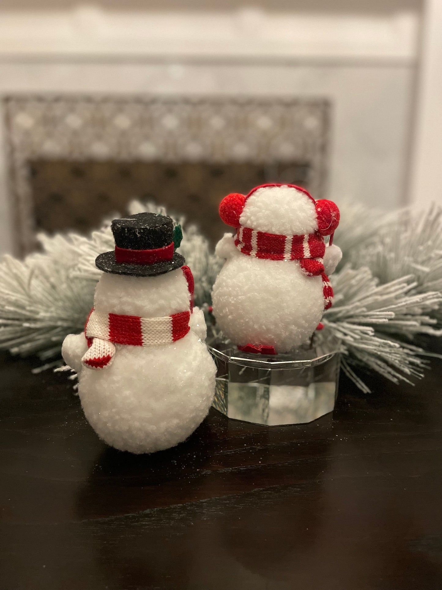 Set of 2. 6.5" Skiing Snowman ornament.