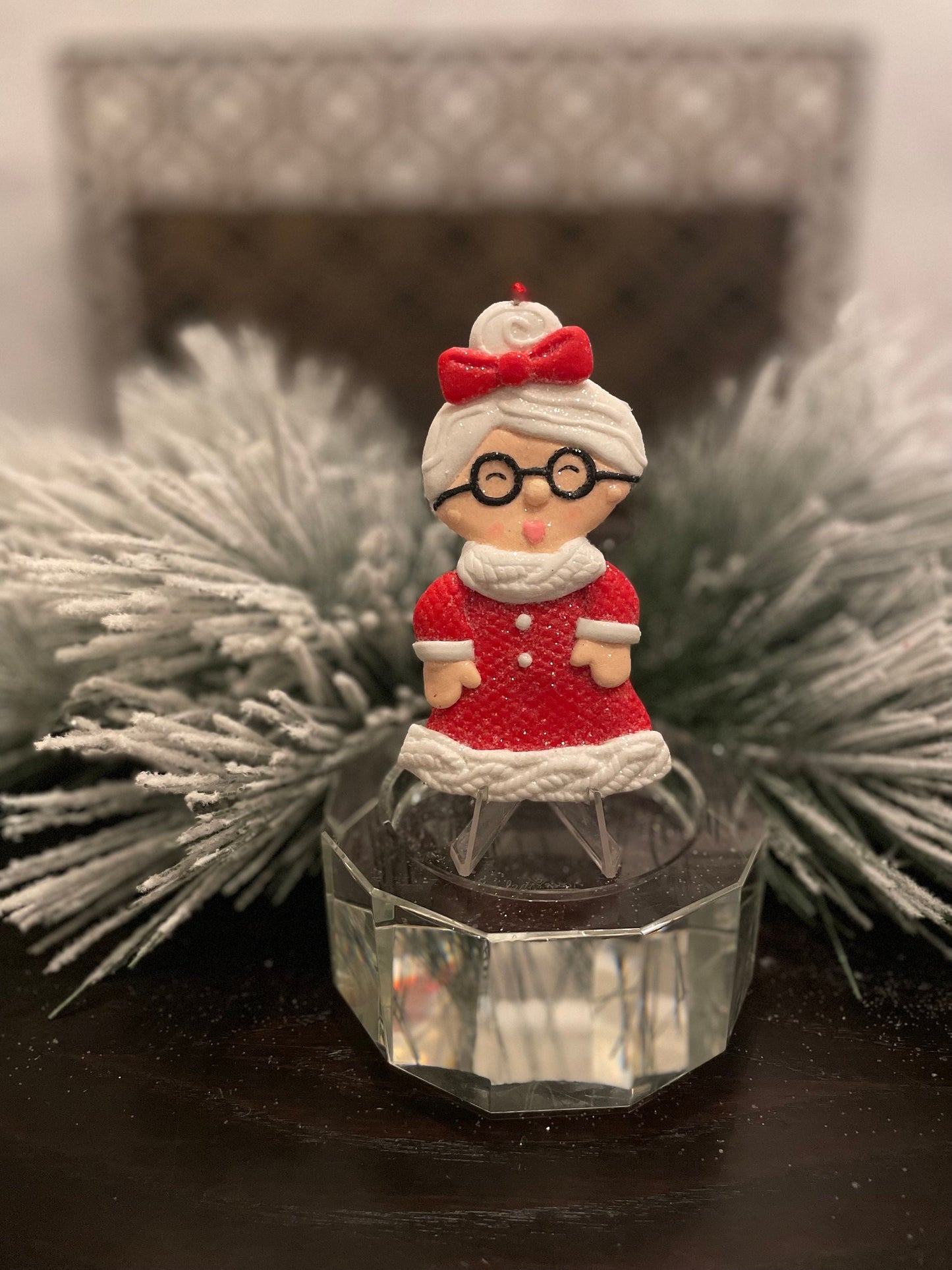 SET of 2. 5.25" Mrs. Claus ornament.