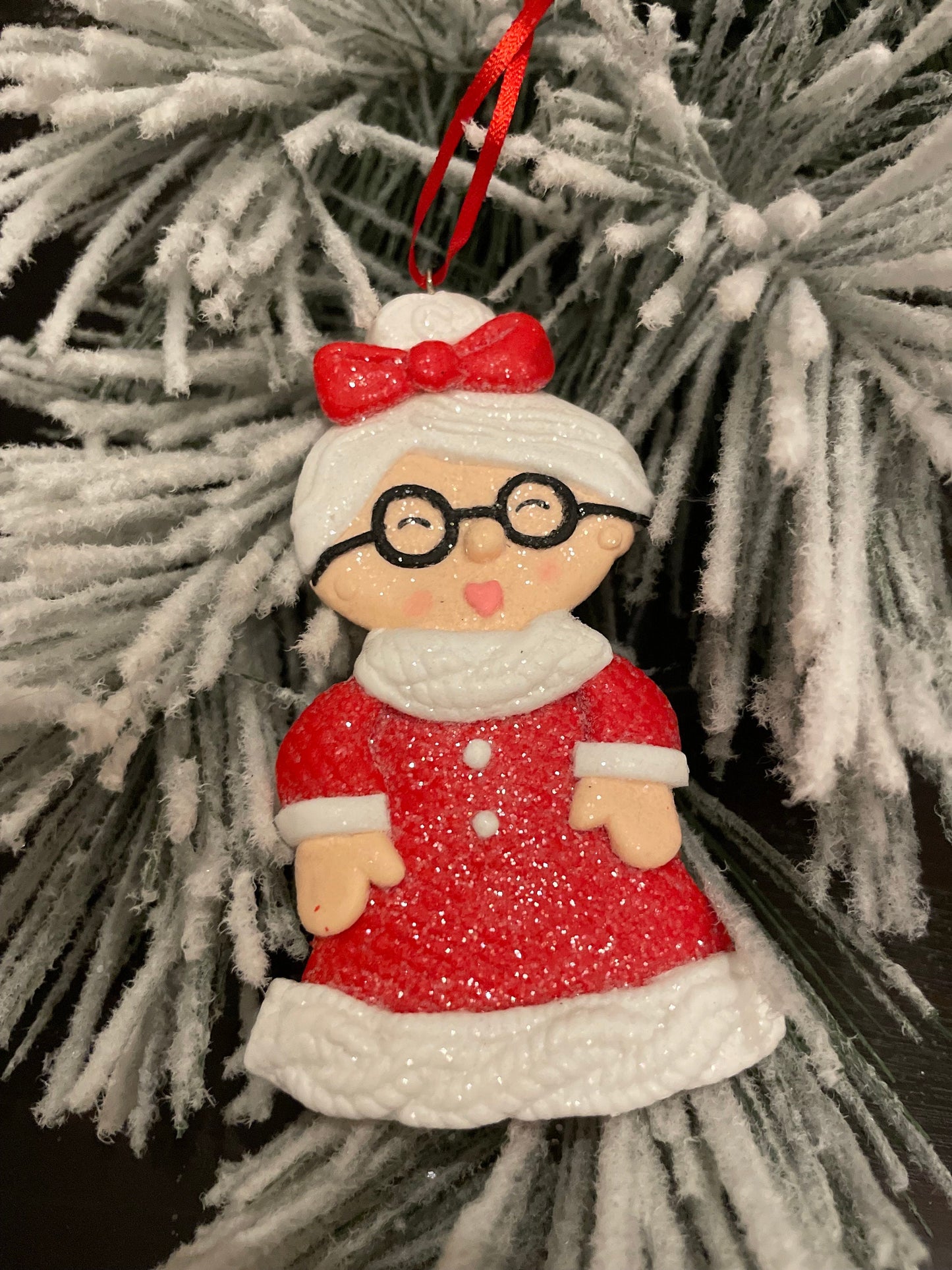 SET of 2. 5.25" Mrs. Claus ornament.