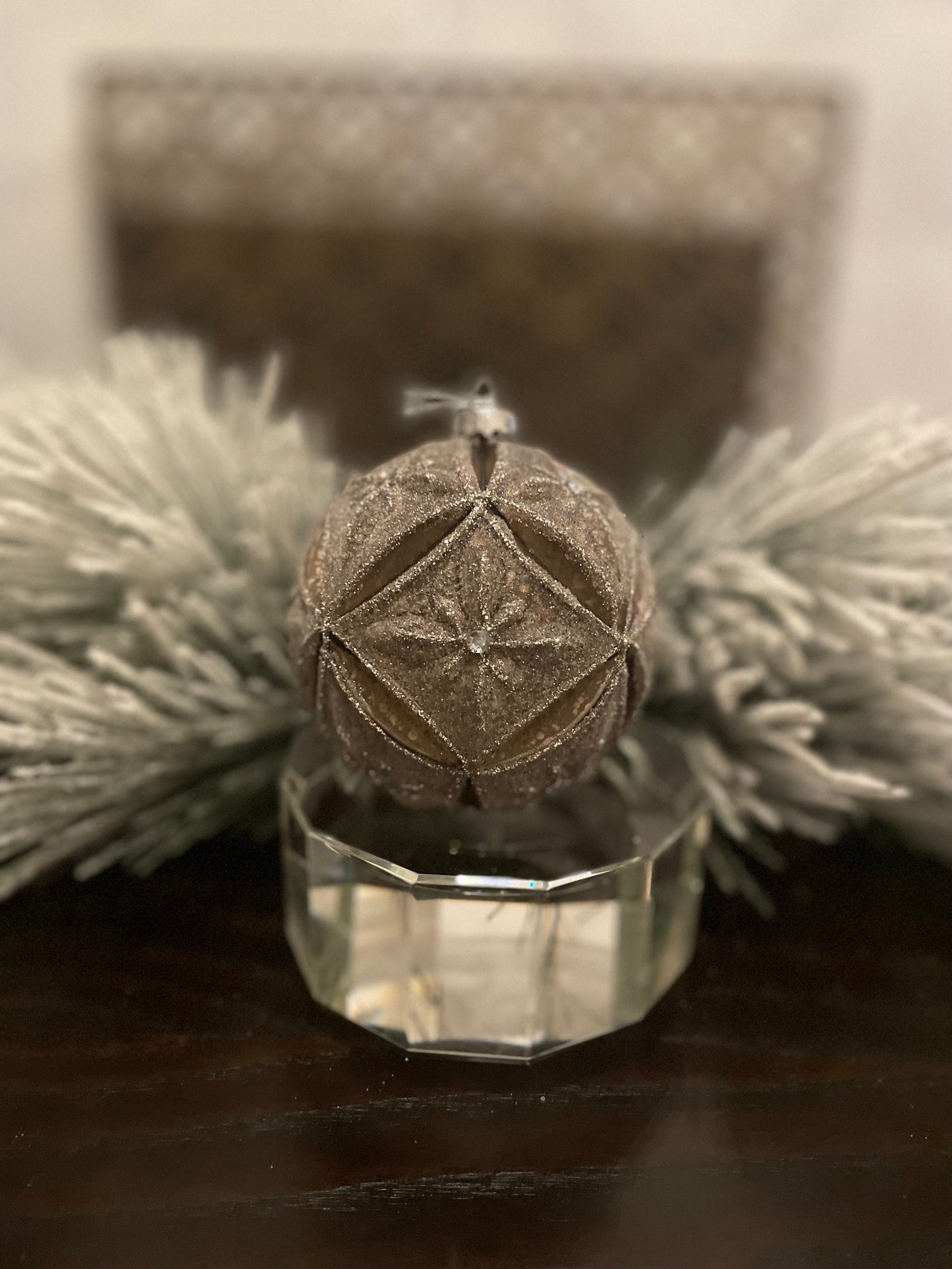 Set of 2. 4" Glass mercury jewel petal ball.