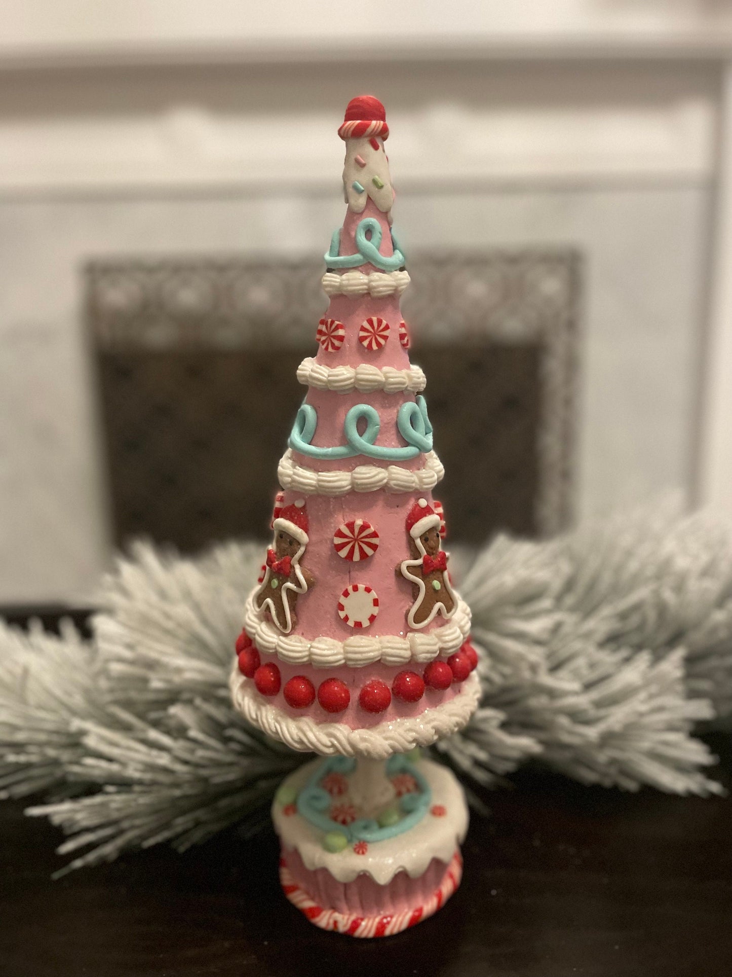 15.5” Claydough gingerbread candy tree. Christmas.
