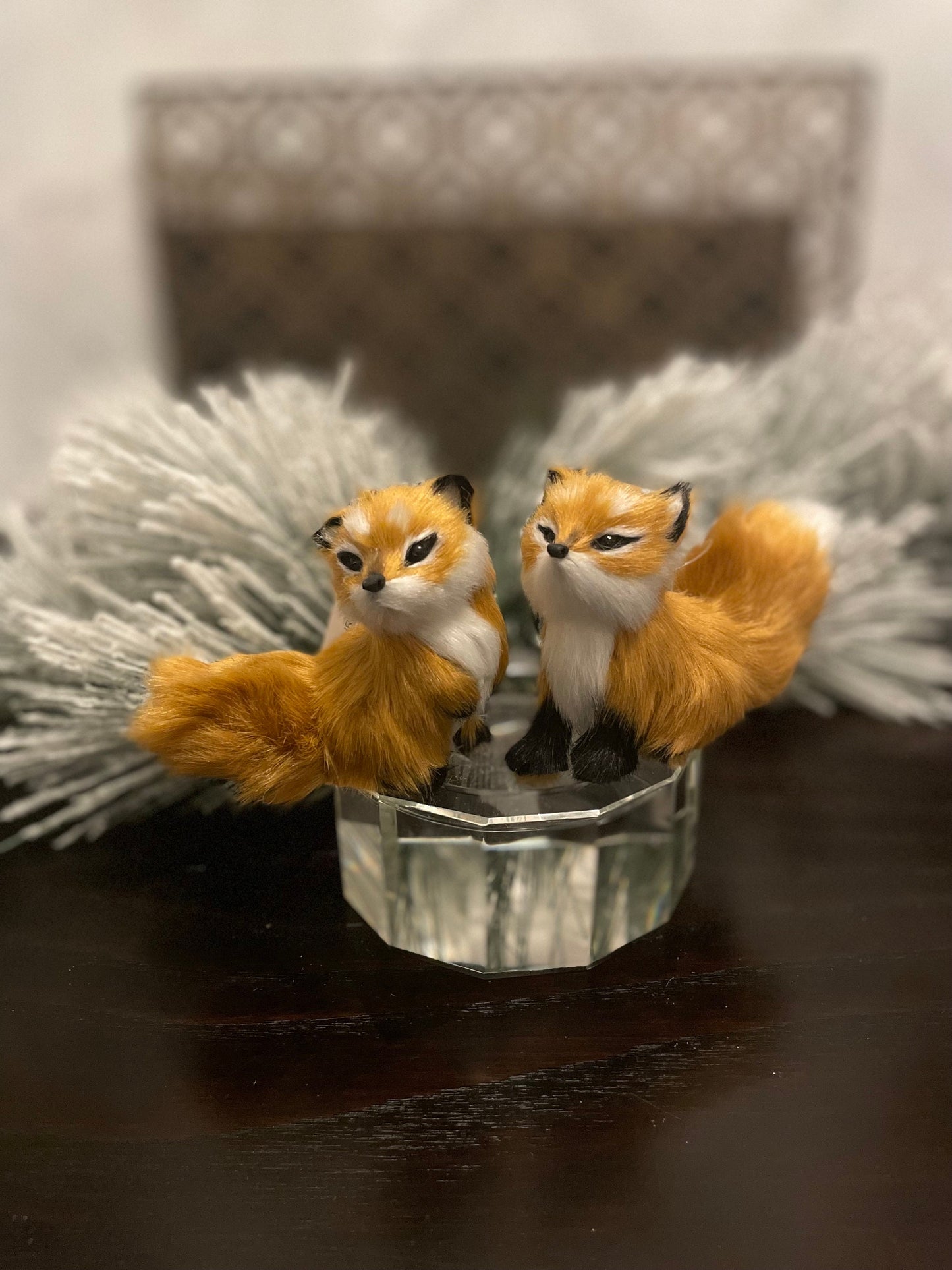 Set of 2. 5" Fox ornament. Forest animal.